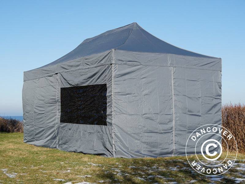 Gazebo pieghevole FleXtents PRO 3x6m Grigio, inclusi 6 fianchi