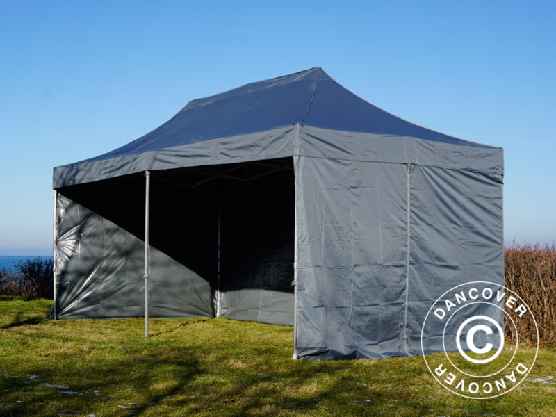 Faltzelt FleXtents PRO 3x6m Grau, mit 6 Seitenwänden