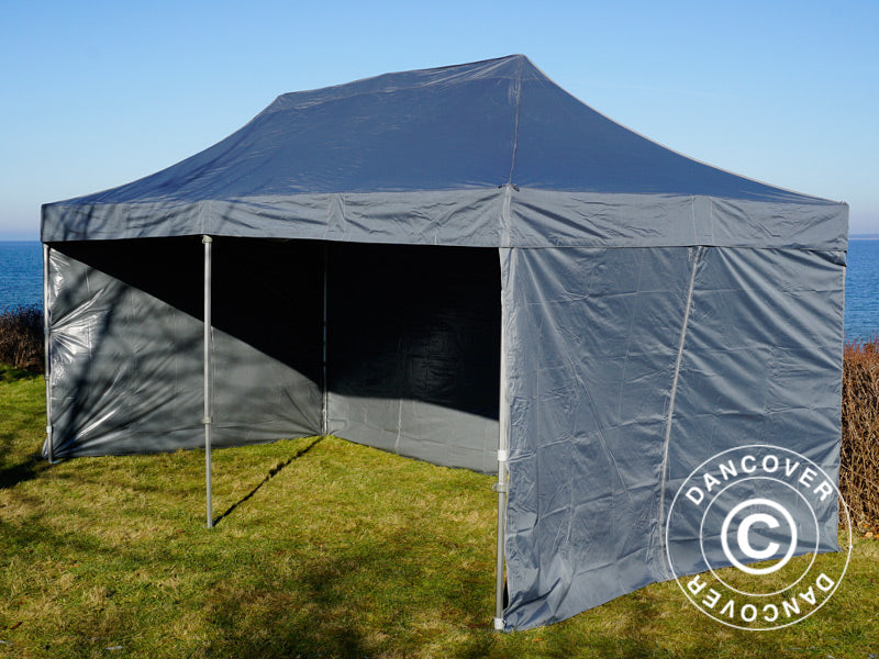 Faltzelt FleXtents PRO 3x6m Grau, mit 6 Seitenwänden