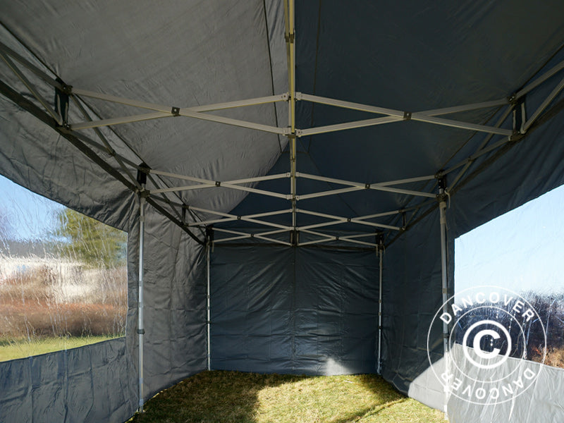 Gazebo pieghevole FleXtents PRO 3x6m Grigio, inclusi 6 fianchi