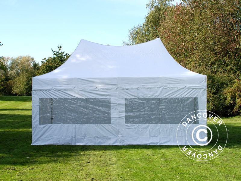 Faltzelt FleXtents PRO Peak Pagoda 3x6m Weiß, mit 6 Seitenwände