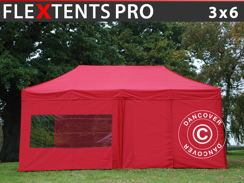 Tenda Dobrável FleXtents PRO 3x6m Vermelho, incl. 6 paredes laterais