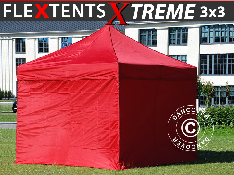Vouwtent FleXtents Xtreme 60 3x3m Rood, inkl. 4 Zijwanden