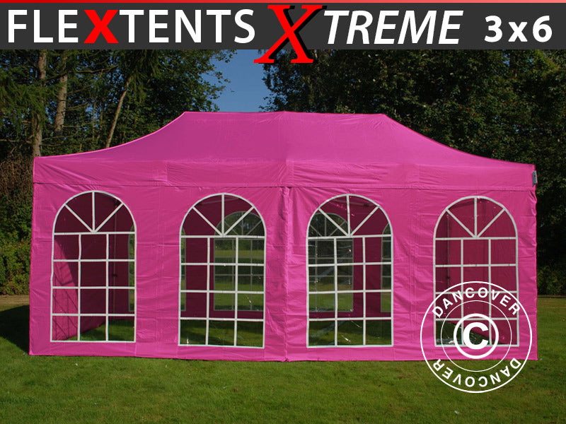 Saliekamā nojume FleXtents Xtreme 50 Vintage Style 3x6m Rozā, ar 6 sānu sienām