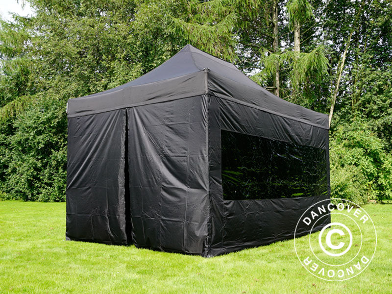 Tenda Dobrável FleXtents PRO 3x4,5m Preto, incl. 4 paredes laterais