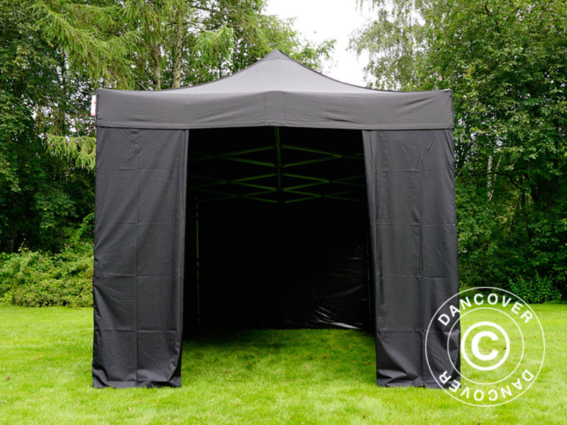 Faltzelt FleXtents PRO 3x4,5m Schwarz, mit 4 Seitenwänden