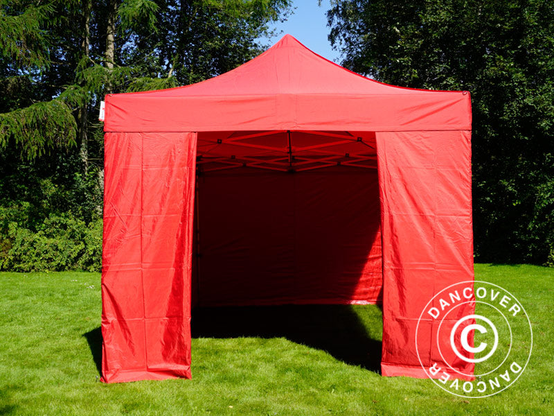 Faltzelt FleXtents PRO 3x4,5m Rot, mit 4 Seitenwänden