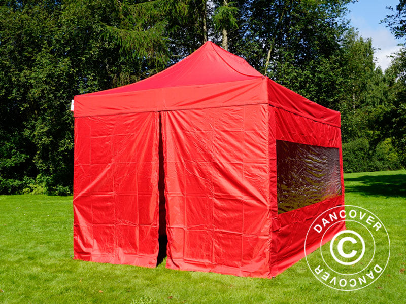 Saliekamā nojume FleXtents PRO 3x4,5m Sarkans, ar 4 sānu sienām