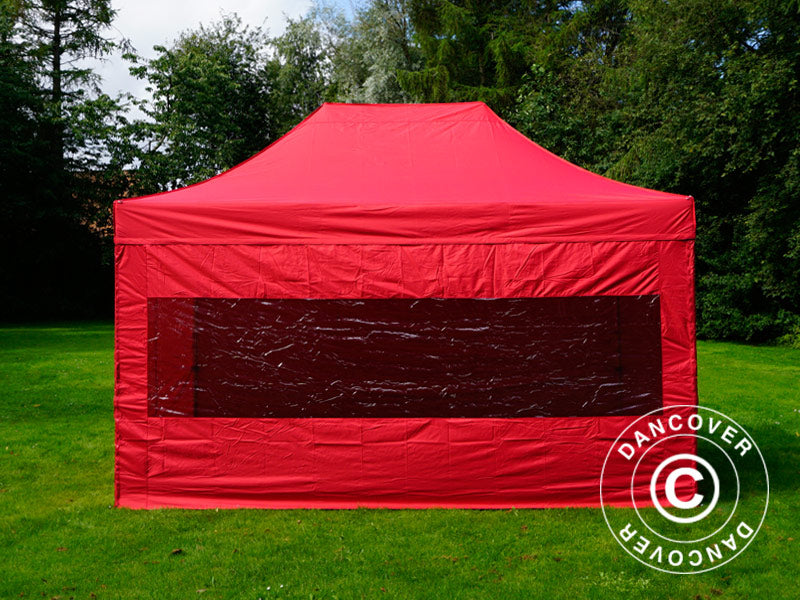Faltzelt FleXtents PRO 3x4,5m Rot, mit 4 Seitenwänden