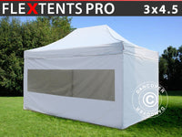 Faltzelt FleXtents PRO 3x4,5m Weiß, mit 4 Seitenwänden