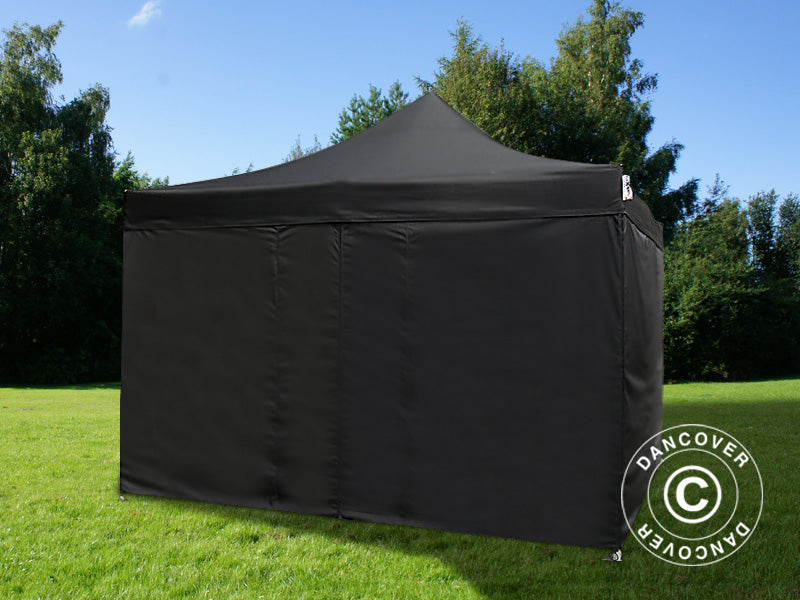 Faltzelt FleXtents PRO 4x4m Schwarz, mit 4 Seitenwänden