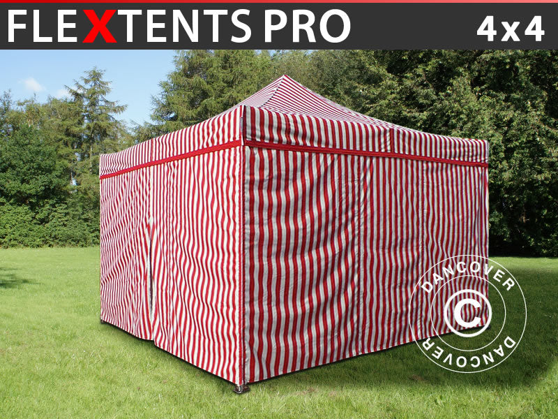 Tenda Dobrável FleXtents PRO 4x4m Raiado, incl. 4 paredes laterais
