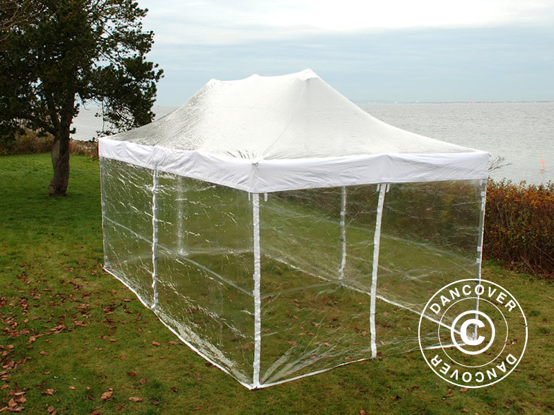 Faltzelt FleXtents Xtreme 50 3x6m Transparent, mit 6 Seitenwänden