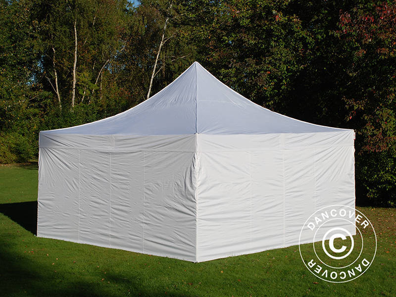 Saliekamā nojume FleXtents PRO 5x5m Balts, ar 4 sānu sienām