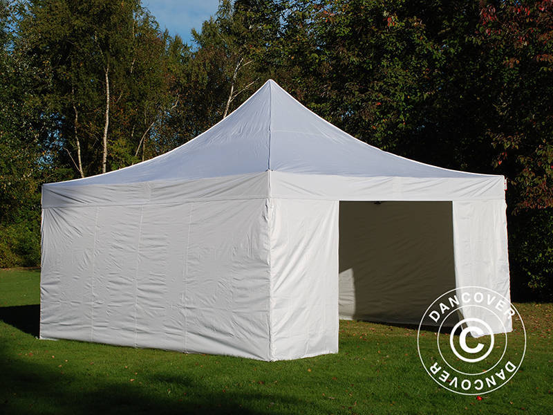 Saliekamā nojume FleXtents PRO 5x5m Balts, ar 4 sānu sienām