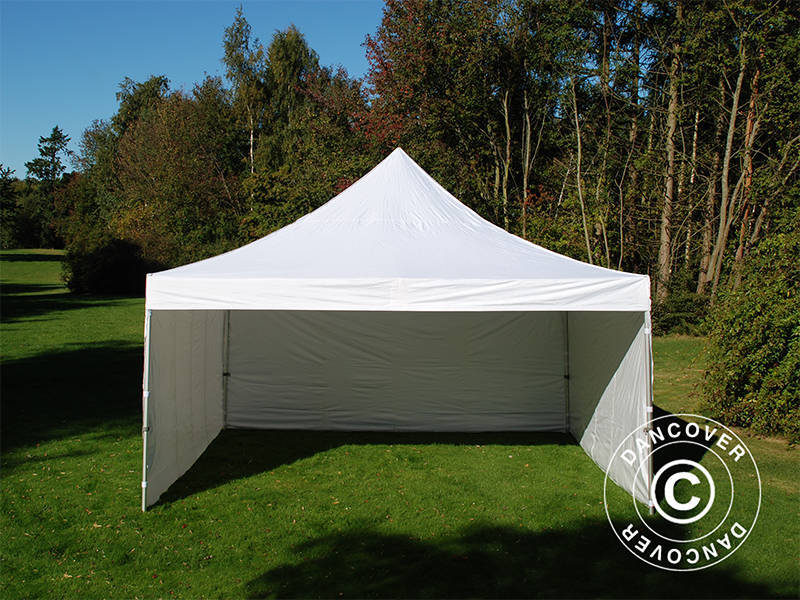 Faltzelt FleXtents PRO 5x5m Weiß, mit 4 Seitenwänden