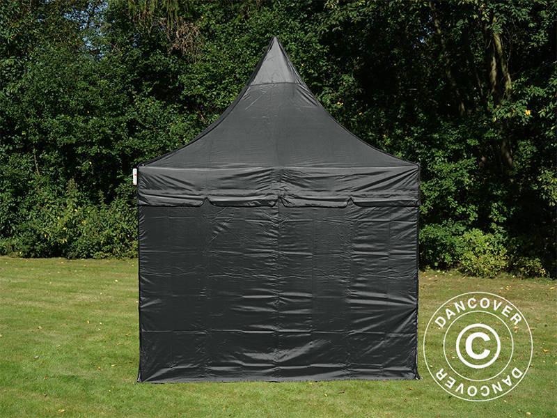 Faltzelt FleXtents PRO Peak Pagoda 3x3m Schwarz, mit 4 Seitenwänden