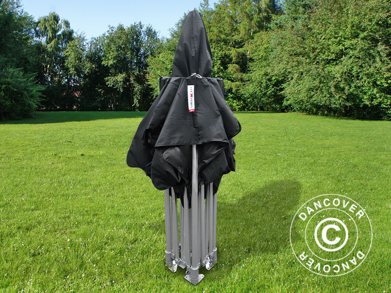 Faltzelt FleXtents PRO Peak Pagoda 3x3m Schwarz, mit 4 Seitenwänden