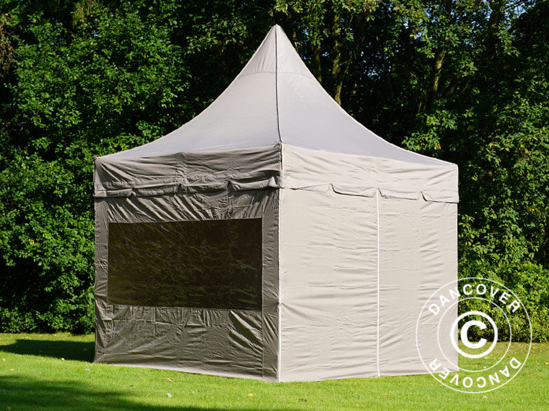 Tenda Dobrável FleXtents PRO Peak Pagoda 3x3m Latte, Inclui 4 paredes laterais