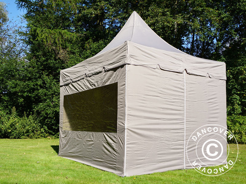 Tente pliante FleXtents PRO Peak Pagoda 3x3m Latte, Incl. 4 parois latérales