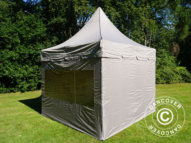Tente pliante FleXtents PRO Peak Pagoda 3x3m Latte, Incl. 4 parois latérales