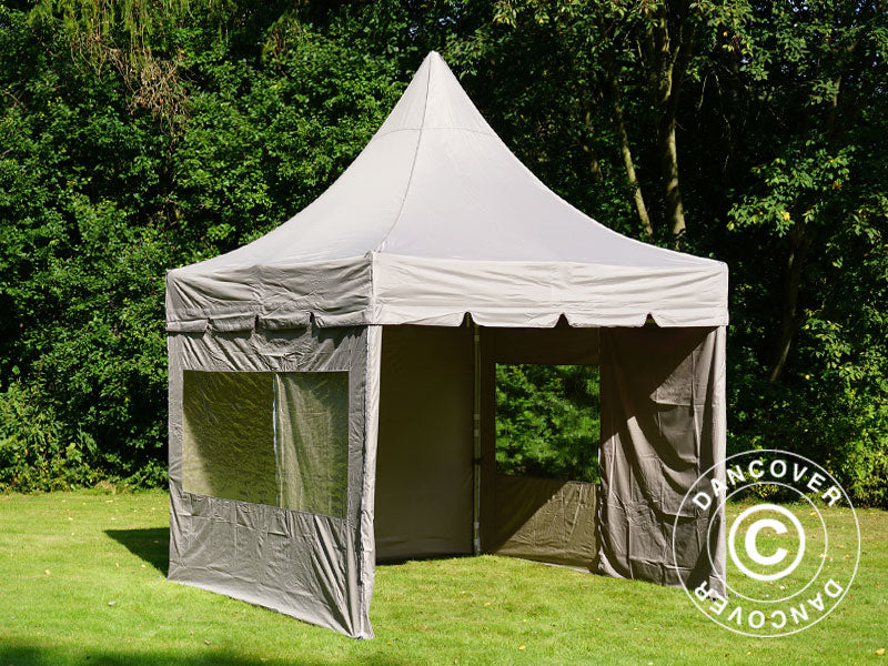Faltzelt FleXtents PRO Peak Pagoda 3x3m Latte, mit 4 Seitenwänden