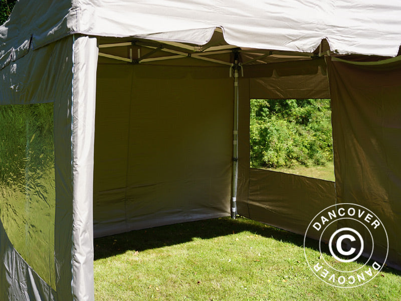 Tente pliante FleXtents PRO Peak Pagoda 3x3m Latte, Incl. 4 parois latérales