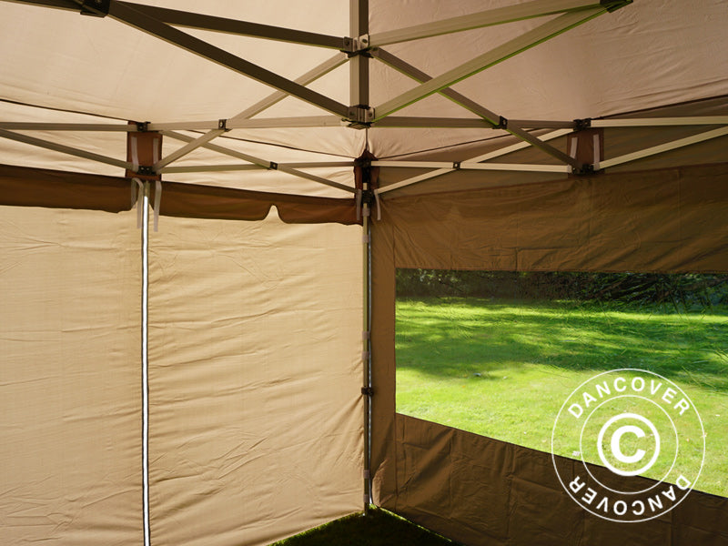 Faltzelt FleXtents PRO Peak Pagoda 3x3m Latte, mit 4 Seitenwänden