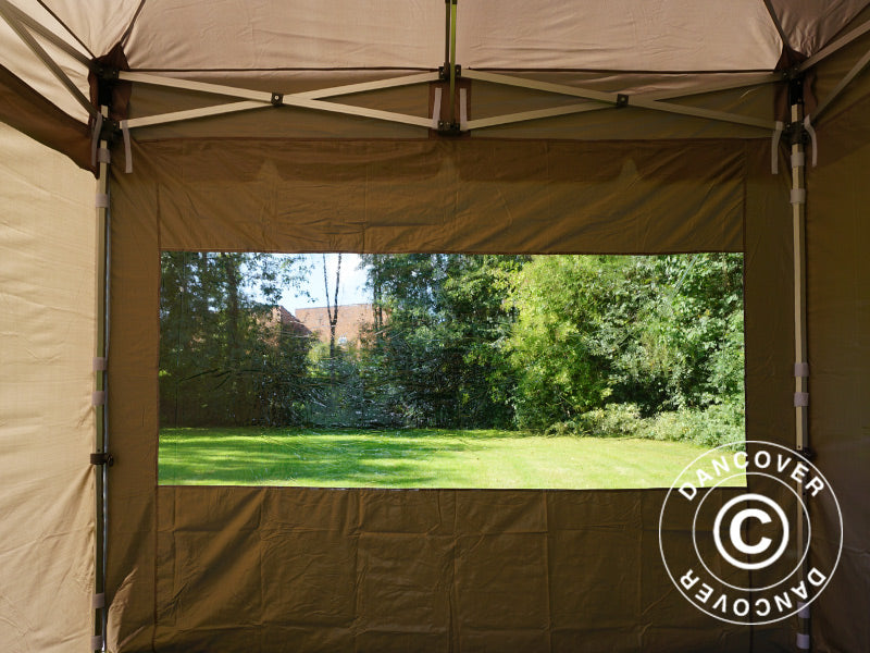 Tente pliante FleXtents PRO Peak Pagoda 3x3m Latte, Incl. 4 parois latérales