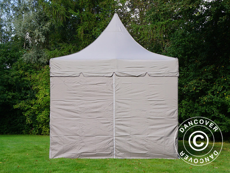 Faltzelt FleXtents PRO Peak Pagoda 3x6m Latte, mit 6 Seitenwänden