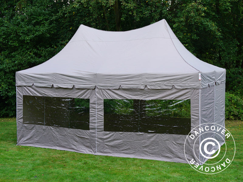 Vouwtent FleXtents PRO Peak Pagoda 3x6m Latte, Incl. 6 zijwanden