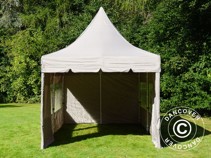 Faltzelt FleXtents PRO Peak Pagoda 3x6m Latte, mit 6 Seitenwänden