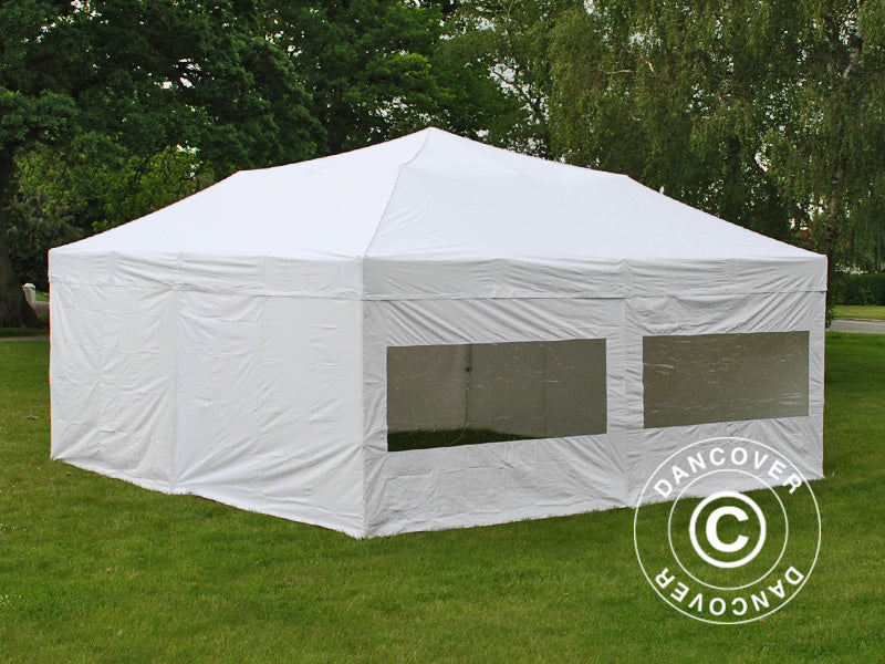 Faltzelt FleXtents PRO 6x6m Weiß, mit 8 Seitenwänden