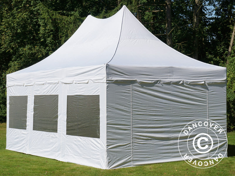 Gazebo pieghevole FleXtents PRO Peak Pagoda 4x6m Bianco, incluso 8 pareti laterali