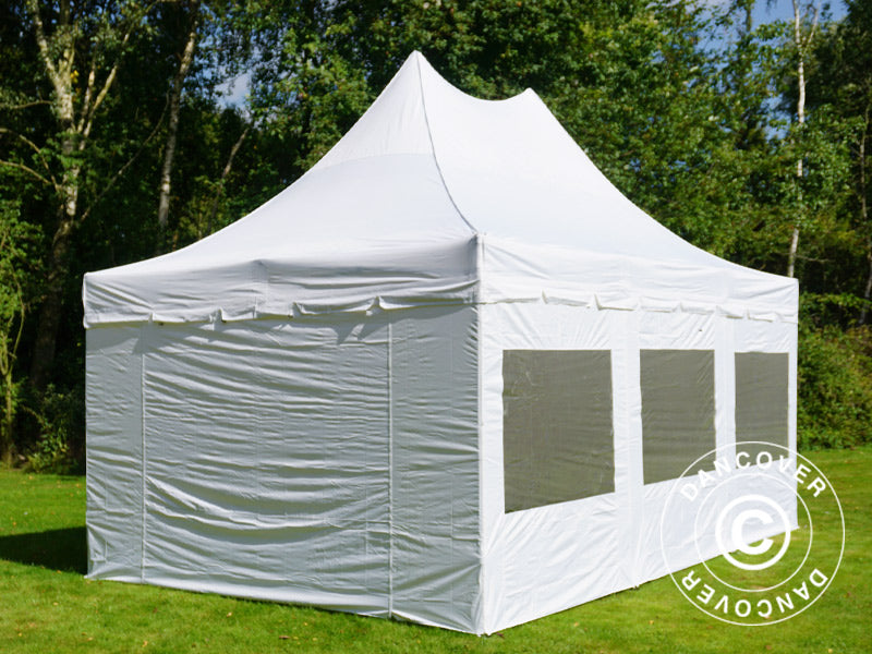 Tenda Dobrável FleXtents PRO Peak Pagoda 4x6m Branco, Inclui 8 paredes laterais