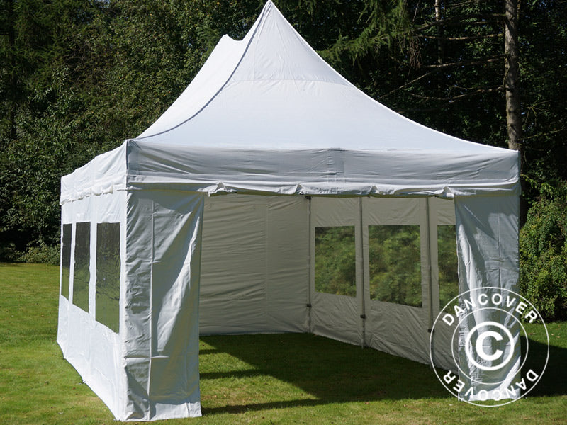 Vouwtent FleXtents PRO Peak Pagoda 4x6m Wit, Incl. 8 zijwanden