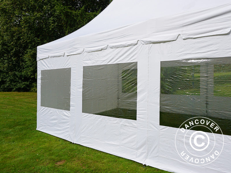 Faltzelt FleXtents PRO Peak Pagoda 4x6m Weiß, mit 8 Seitenwänden