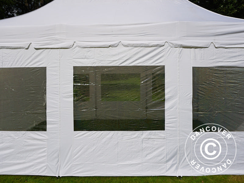 Tente pliante FleXtents PRO Peak Pagoda 4x6m Blanc, Incl. 8 parois latérales