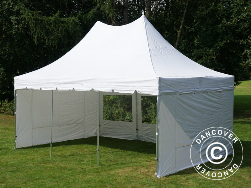 Tenda Dobrável FleXtents PRO Peak Pagoda 4x6m Branco, Inclui 8 paredes laterais