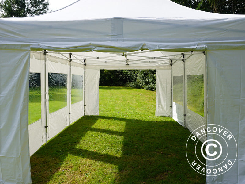 Faltzelt FleXtents PRO Peak Pagoda 4x6m Weiß, mit 8 Seitenwänden
