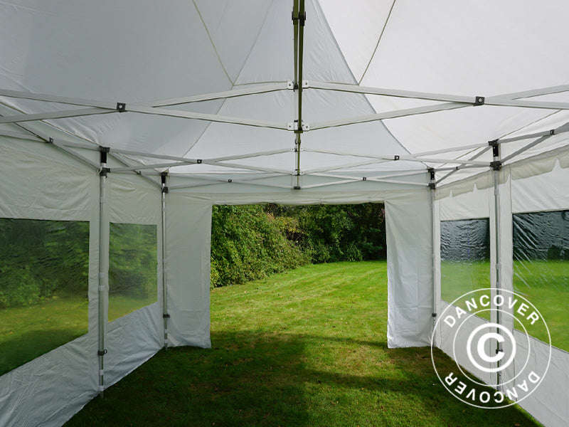 Tente pliante FleXtents PRO Peak Pagoda 4x6m Blanc, Incl. 8 parois latérales