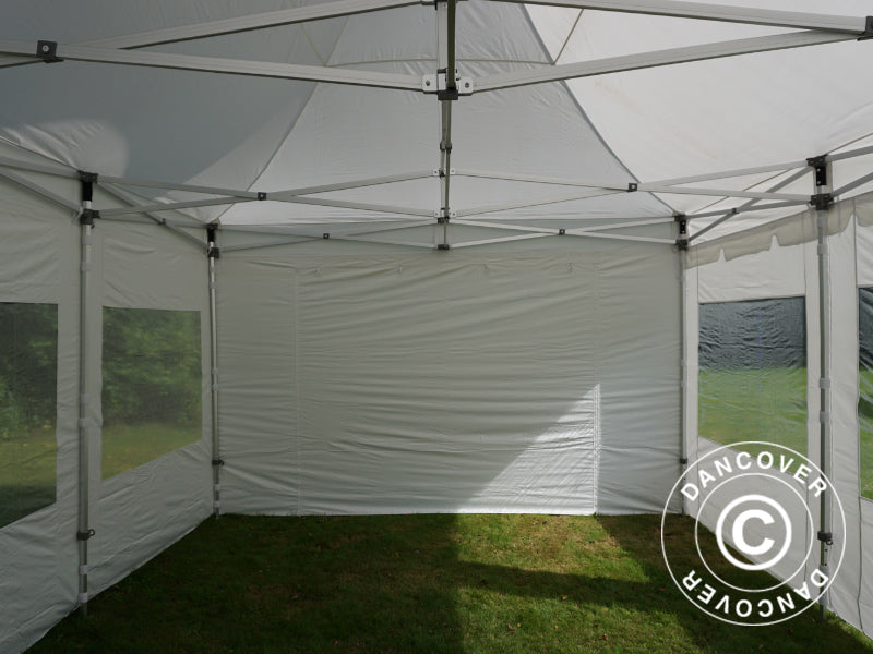 Gazebo pieghevole FleXtents PRO Peak Pagoda 4x6m Bianco, incluso 8 pareti laterali