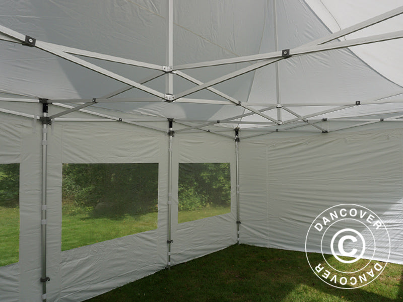 Faltzelt FleXtents PRO Peak Pagoda 4x6m Weiß, mit 8 Seitenwänden