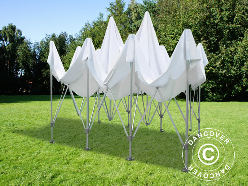 Gazebo pieghevole FleXtents PRO Peak Pagoda 4x6m Bianco, incluso 8 pareti laterali