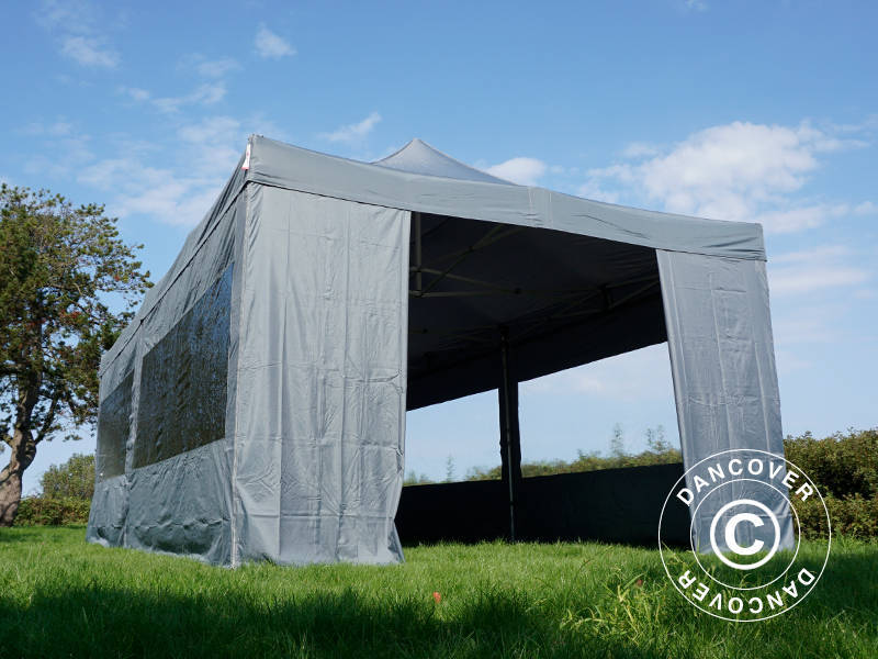 Tente pliante FleXtents Xtreme 50 4x8m Gris, avec 6 cotés