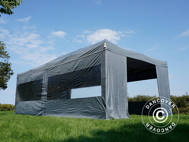 Tente pliante FleXtents Xtreme 50 4x8m Gris, avec 6 cotés