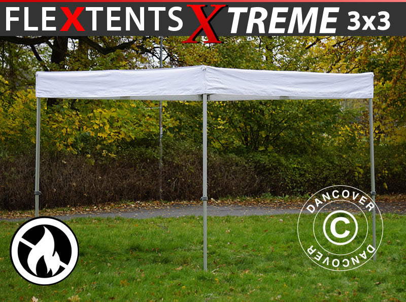 Prekybinė palapinė palapinė FleXtents® Xtreme 50 Exhibition 3x3m, Balta, Atspari liepsnai