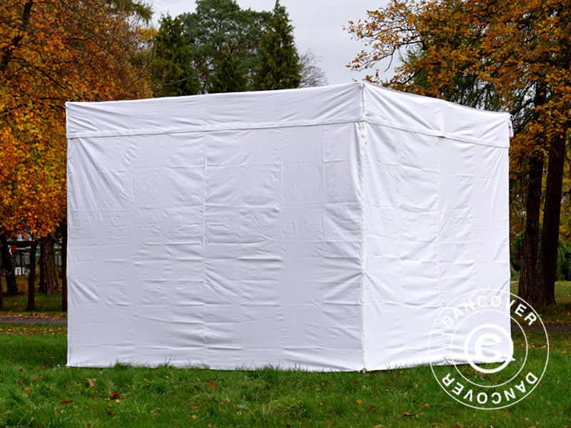 Pop up gazebo FleXtents® Xtreme 50 Exhibition w/sidewalls, 3x3 m, White, Flame Retardant