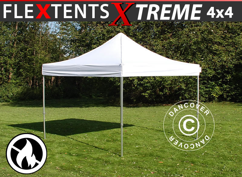 Faltzelt FleXtents Xtreme 50 4x4m Weiß, Flammenhemmend