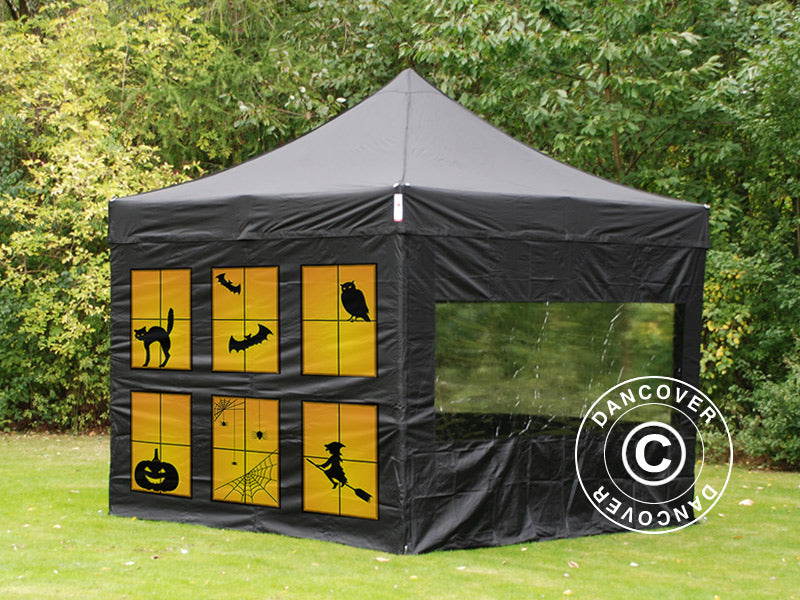 Faltzelt FleXtents PRO mit vollflächigem Digitaldruck, 2x2m, mit 4 Seitenwänden